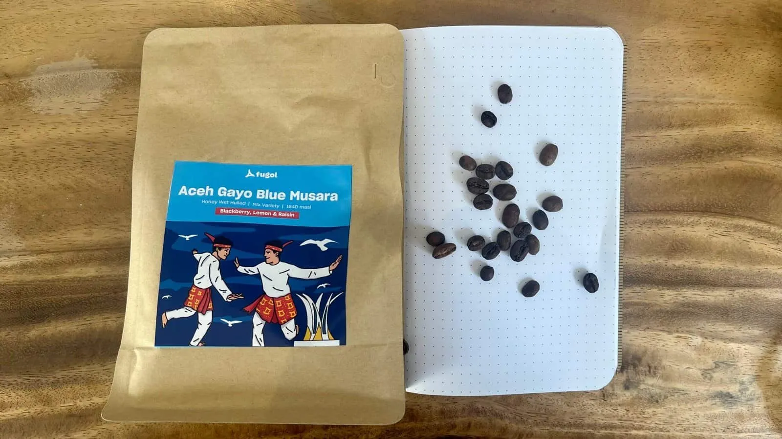 High-quality Aceh Gayo Blue Musara coffee beans from Indonesia, featuring unique flavour notes of blackberry, lemon, and raisin, perfect for coffee enthusiasts and brewing connoisseurs.